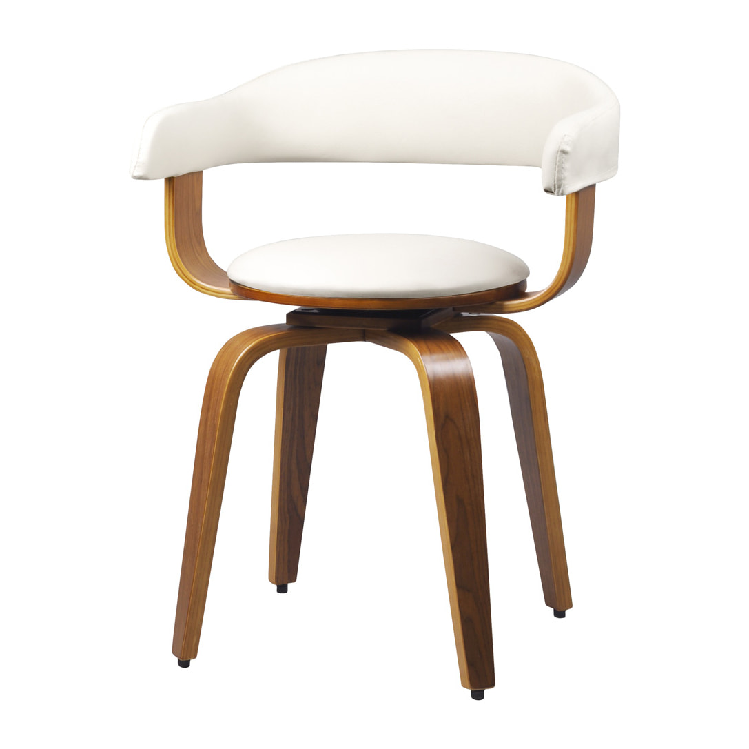 Chaise avec accoudoirs en cuir synthétique blanc - Harold