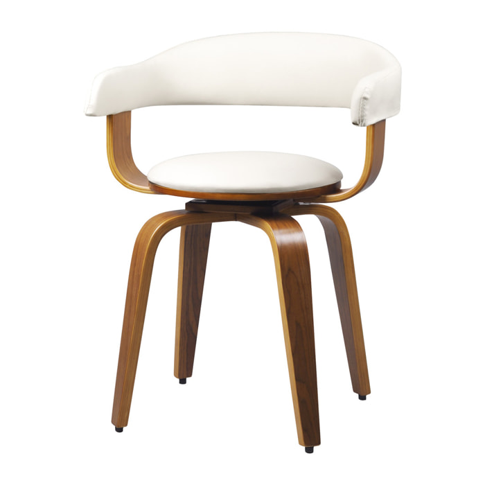 Chaise avec accoudoirs en cuir synthétique blanc - Harold