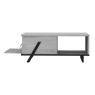 Mesa de centro GOLDEN - puerta lateral abatible - gris y negro mate - 110x50x33cm