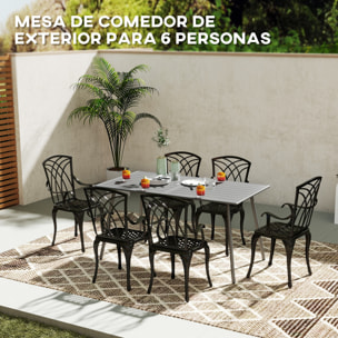 Mesa Jardín Exterior Rectangular de Acero 150x80x74 cm Mesa Terraza Exterior con Diseño en Lamas Resistente a la Intemperie Fácil de Limpiar Gris Oscuro