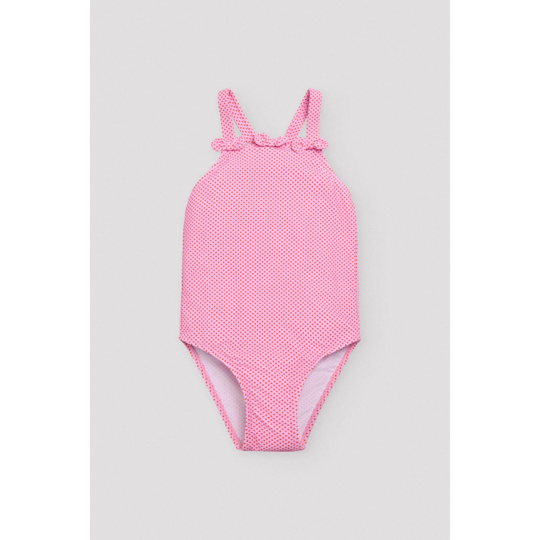 Costume da bagno rosa a pois da bambina