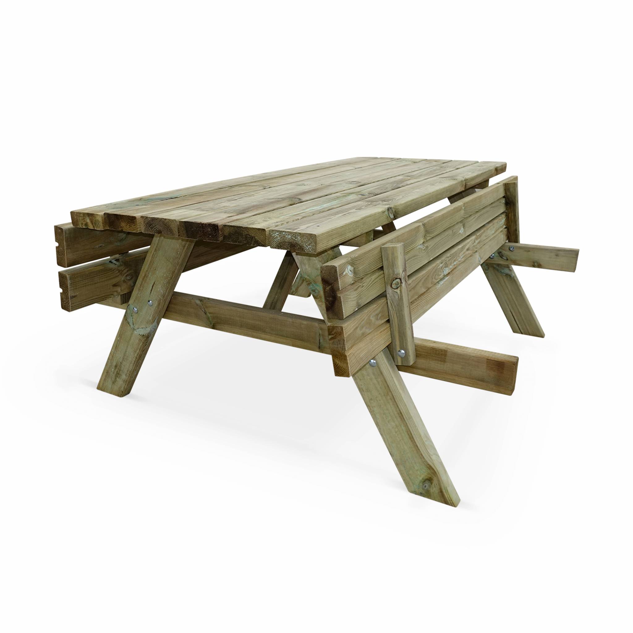 Lot de 4 tables de pique-nique 180 cm avec bancs rabattables en bois. 6 places - PANCHINA - Tables de jardin robustes en pin sylvestre