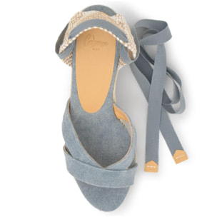 Sandalia bailey cuña 7 cm en algodón orgánico lavado