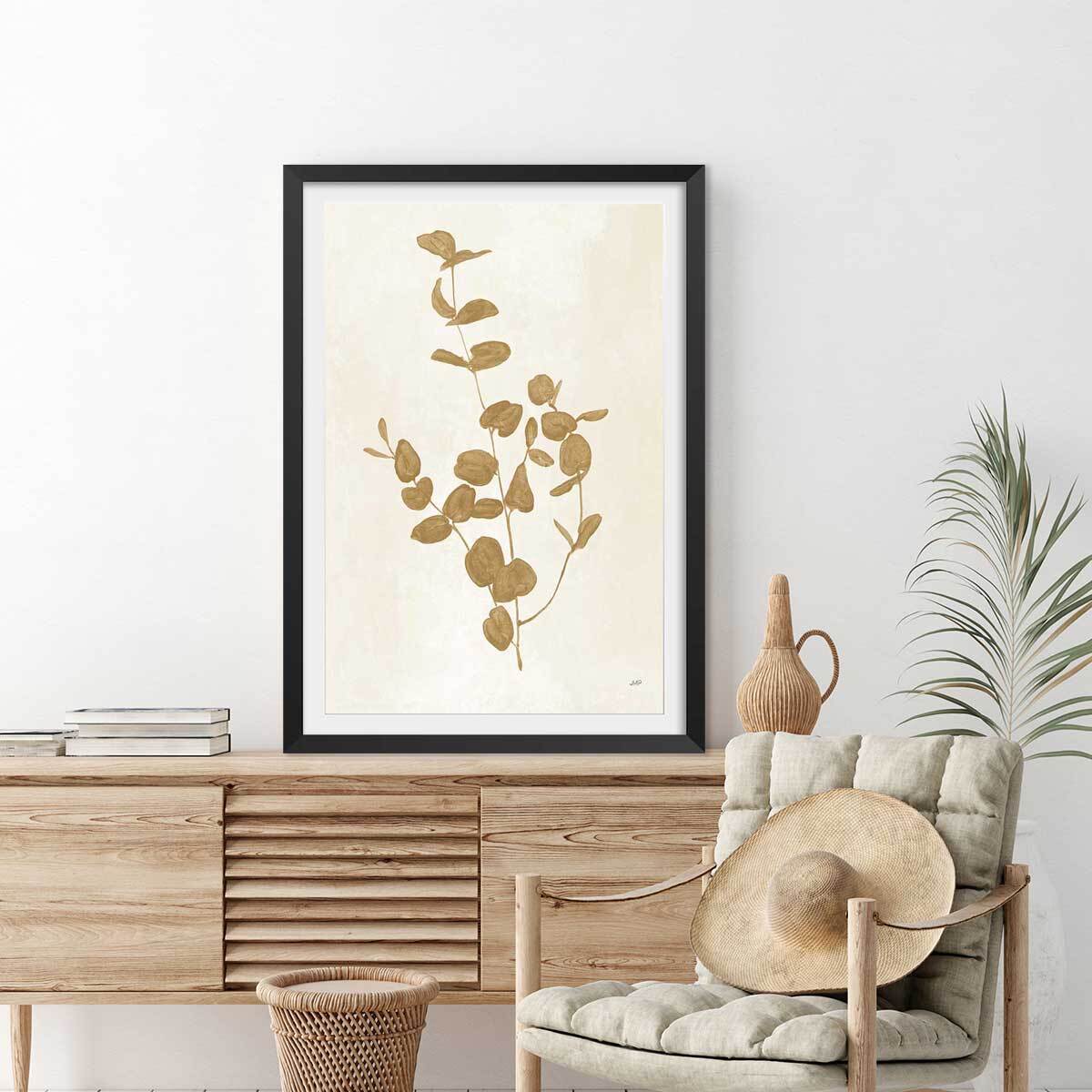 Affiche fleurs Recolte d'or Roya Affiche + cadre en bois - Noir