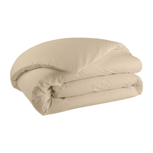 Parure de lit Housse de couette + Taies carrées en percale de coton, PREMIÈRE, Beige Lin