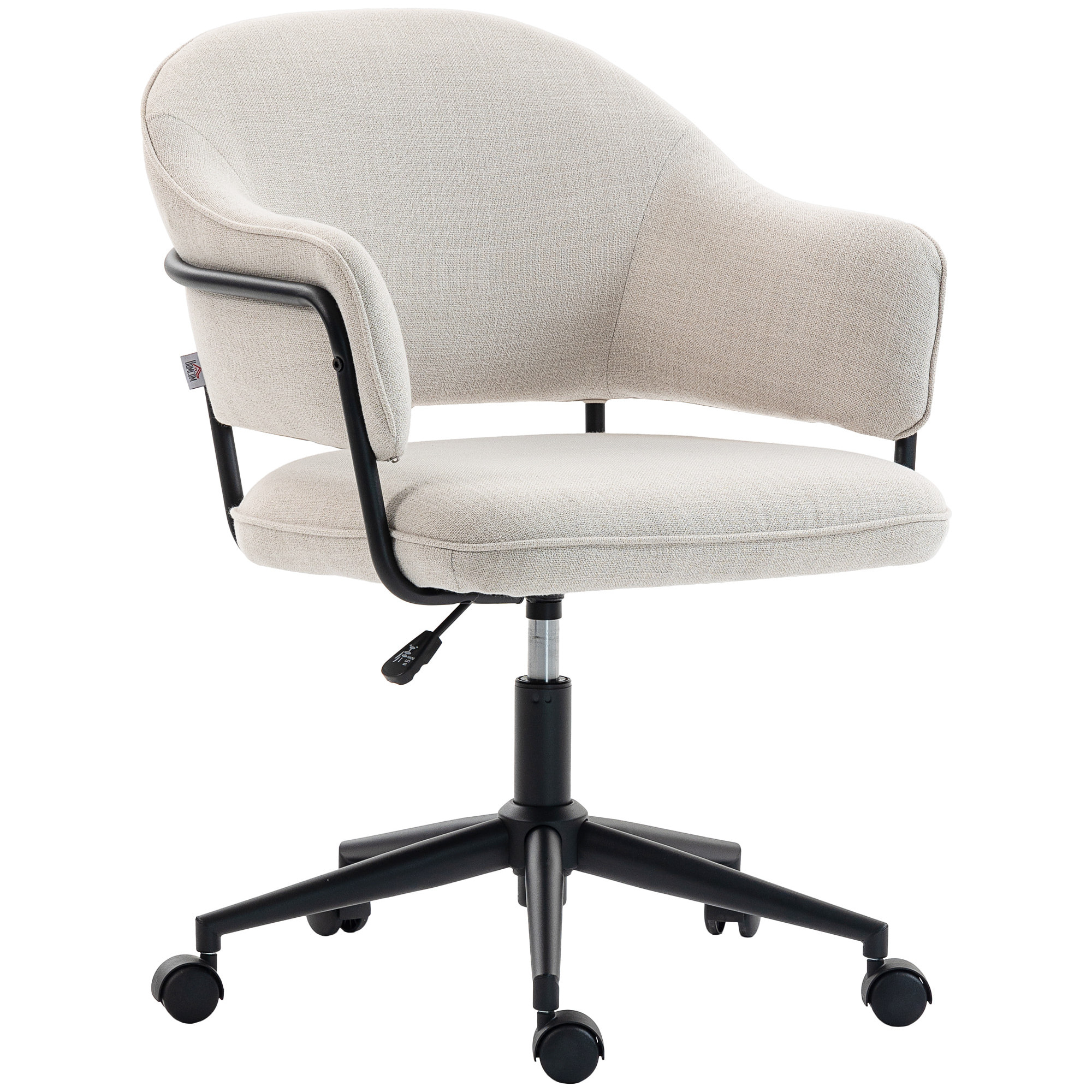 Chaise de bureau design ergonomique réglable dossier enveloppant ajouré métal noir tissu beige