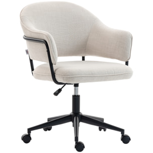 Chaise de bureau design ergonomique réglable dossier enveloppant ajouré métal noir tissu beige
