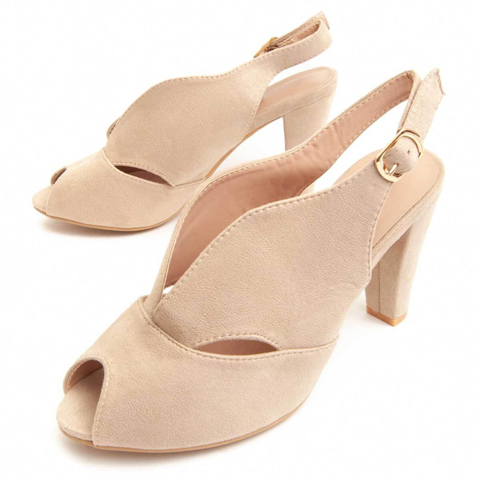 Sandalias de tacón - Beige - Altura: 8 cm