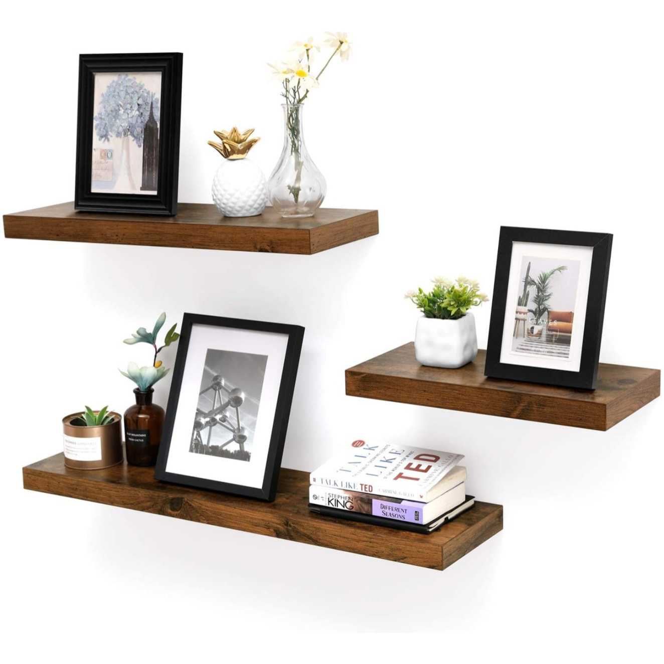 Mensola da Muro 80 cm Stile Rustico in MDF Finitura Rovere Vintage