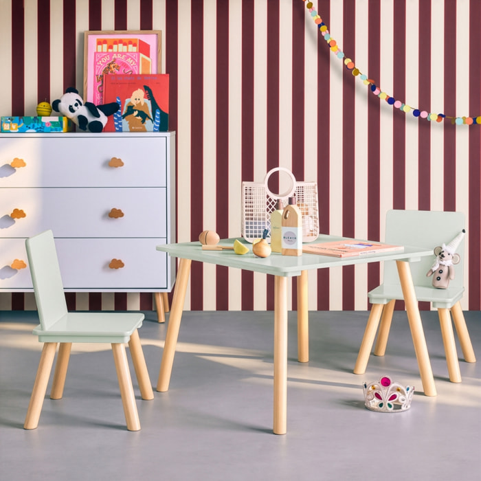 Table carrée enfant bois de pin 2 assises JUDITH