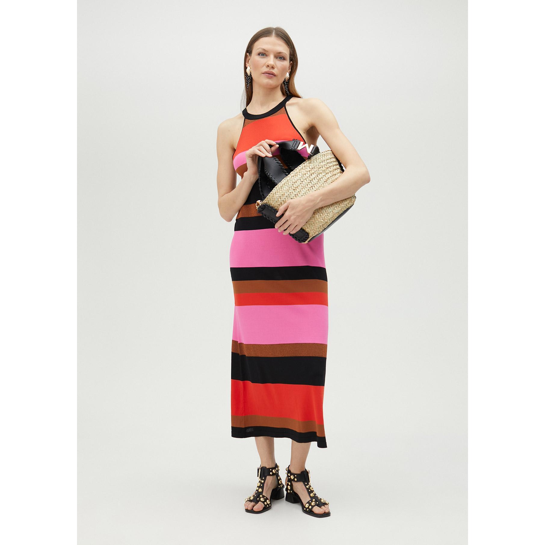 Abito in Maglia a Righe Collo Halter