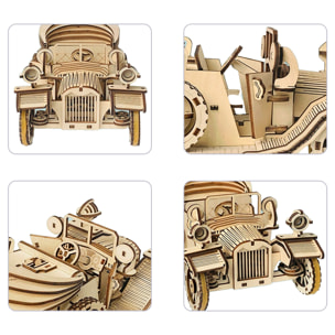 Maqueta de Madera 3D, con movimiento mecánico diseño de Convertible antiguo. 220 piezas.