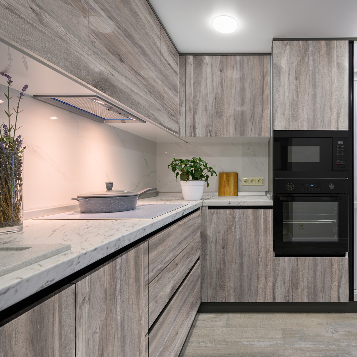 Rouleau revêtement adhésif vinyle au mètre - Sticker lavable Cuisine Meuble Armoire Porte - BOIS GRIS FONCÉ