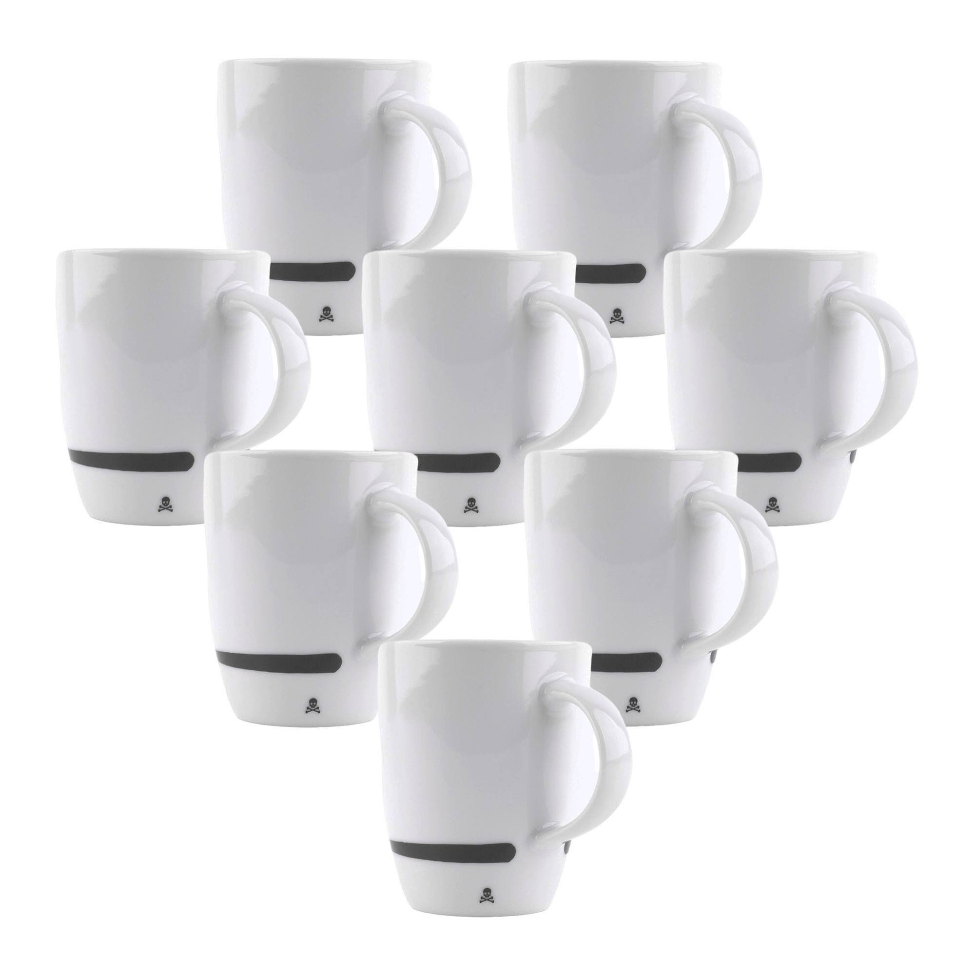 Set de 8 tazas calavera de 330ml en porcelana blanca scalpers home
