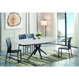 Table de repas ovale extensible 130 à 190 cm en céramique gris - SOPHIE