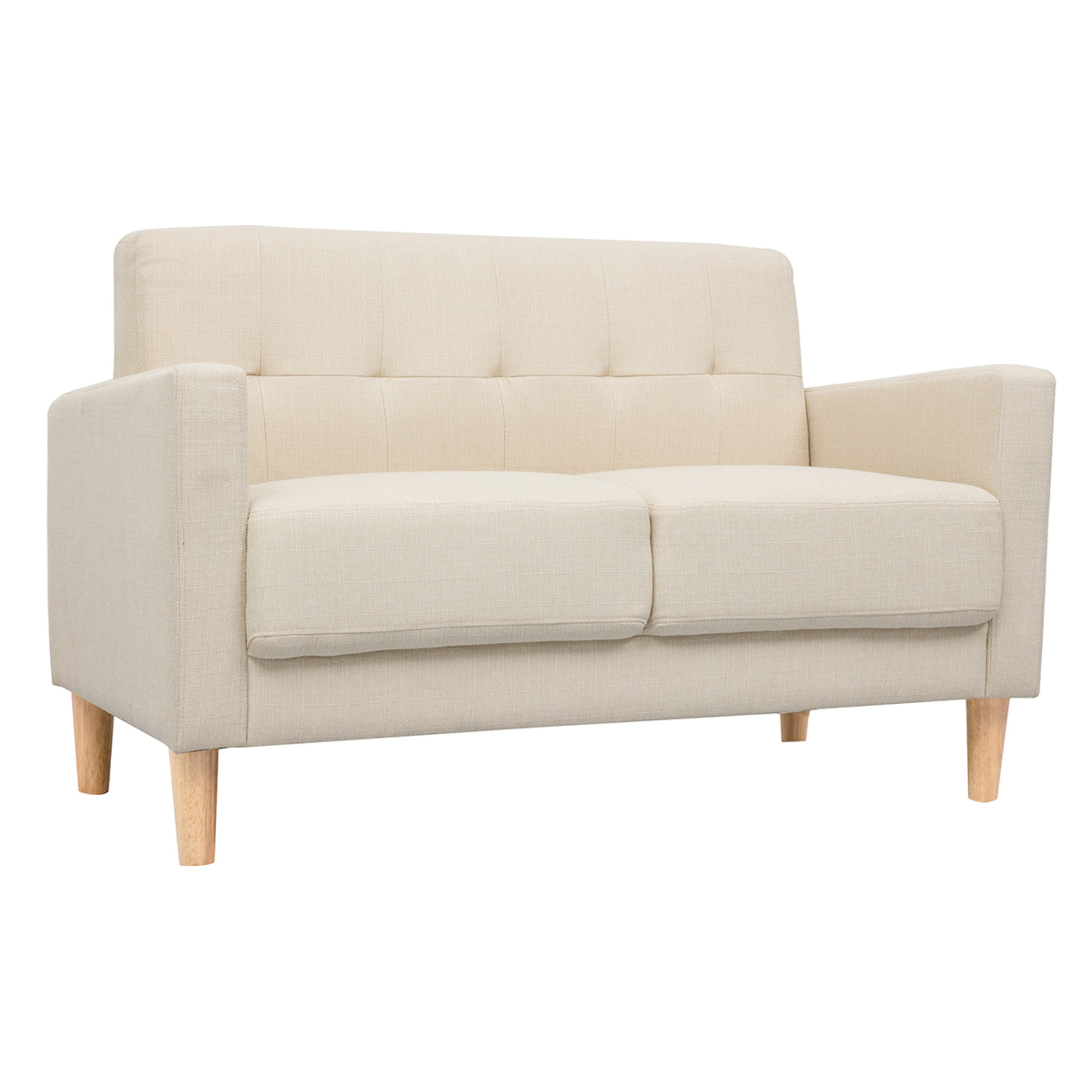Canapé scandinave 2 places en tissu beige et bois clair MOON