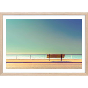 Affiche paysage pause balnéaire Affiche + cadre en bois - Chêne
