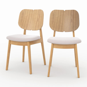 Lot de 2 chaises en bois clair et tissu beige - Clyde