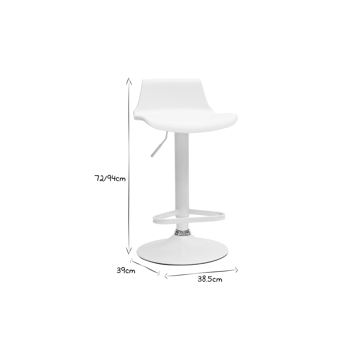 Tabourets de bar design réglables blancs 360° (lot de 2) KRONOS