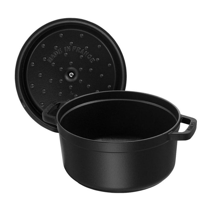Cocotte en Fonte, Ronde, 24 cm, 3,7 L, Noir Mat