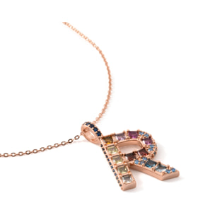 Collar R acabado oro rosa 18k