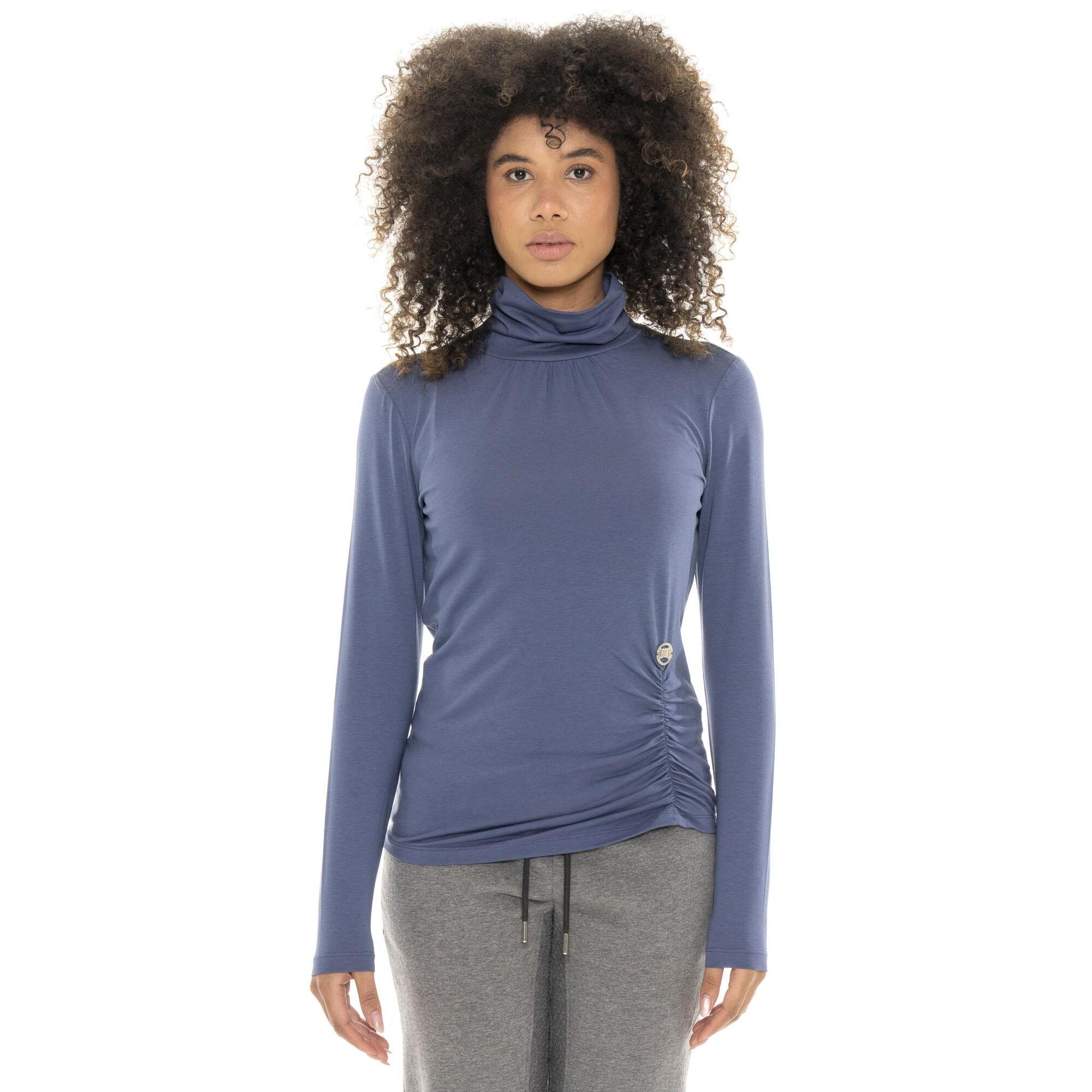 T-shirt donna a manica lunga lupetto, dettaglio pieghe Leone 1947 Braid