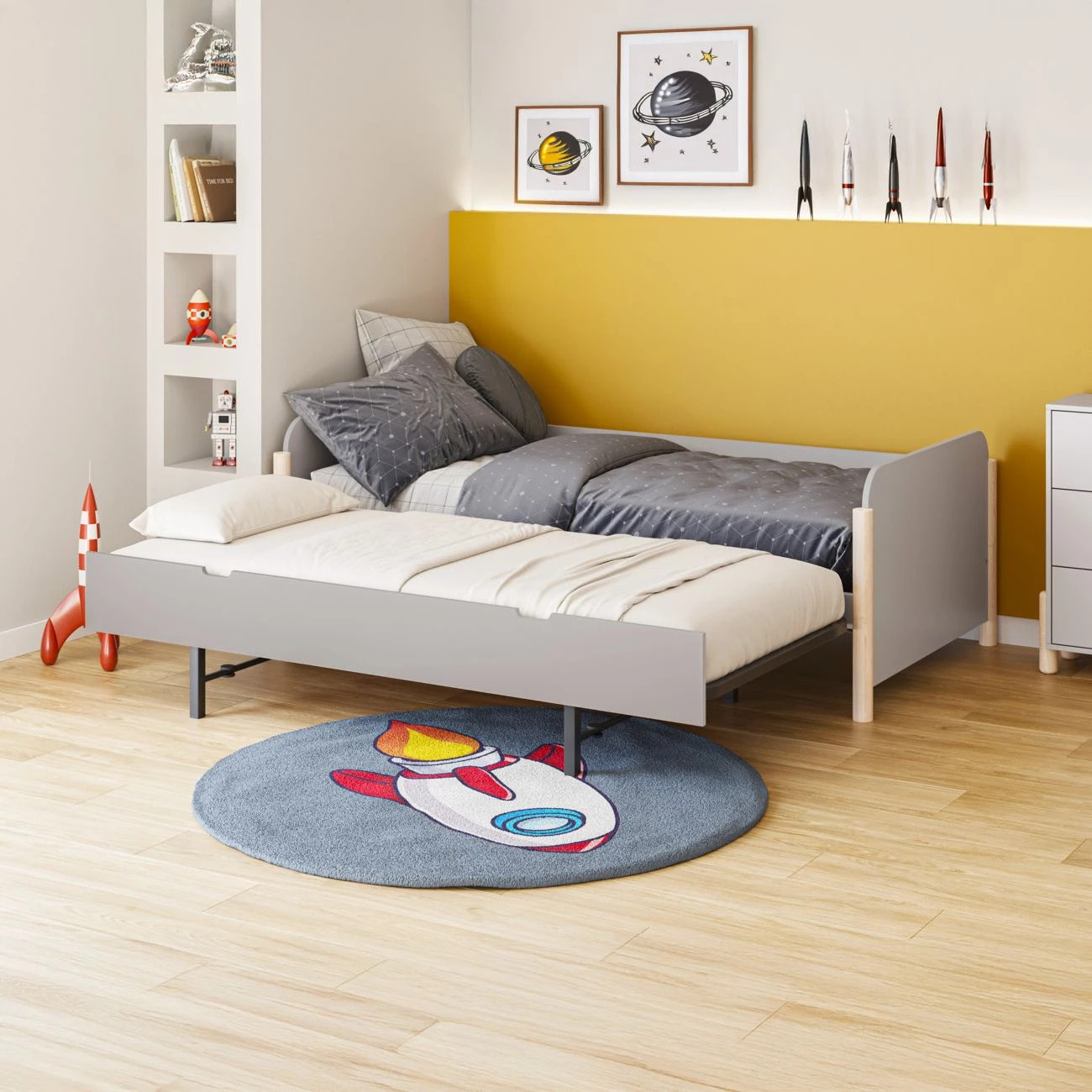 Cama doble juvenil Misty Dawn Beige - Oak Soft