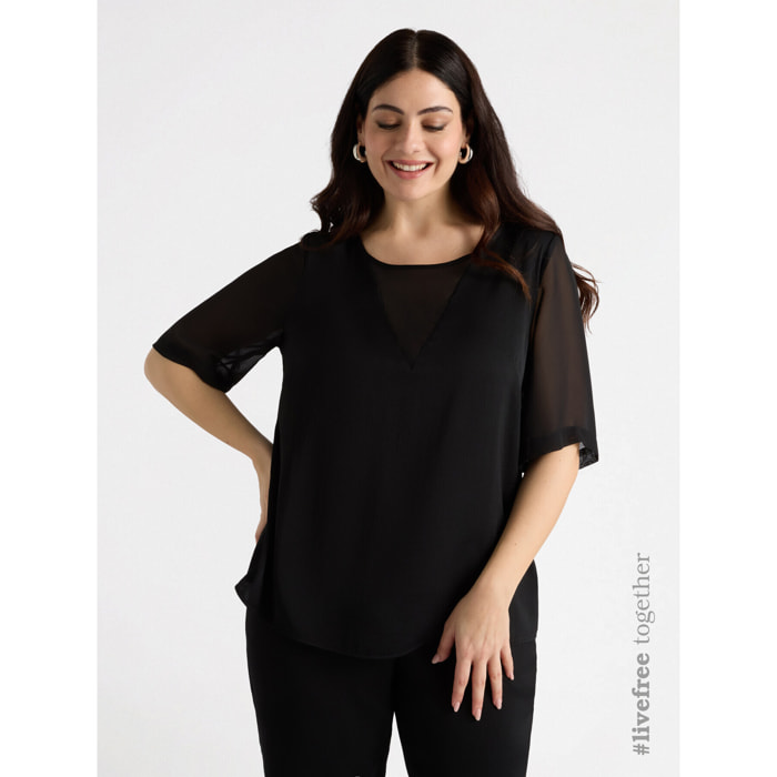 Fiorella Rubino - Blusa con escote de pico - Negro