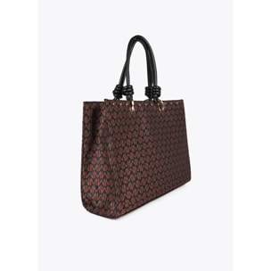 Borsa Monogramma Jacquard con Manici Effetto Pelle e Portafoglio