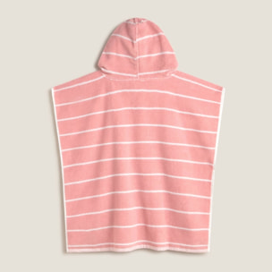 Toalla poncho de algodón 500 g con rayas y flor en jacquard Daisy color rosa 100% Algodón