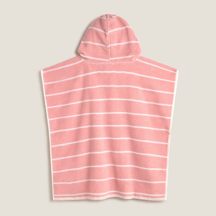 Toalla poncho de algodón 500 g con rayas y flor en jacquard Daisy color rosa 100% Algodón