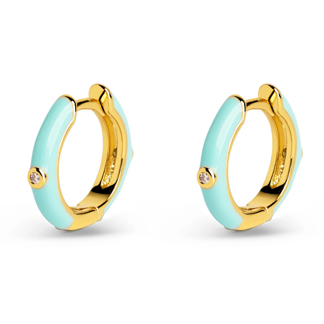 Pendientes Aro Spark Sky Enamel Baño Oro