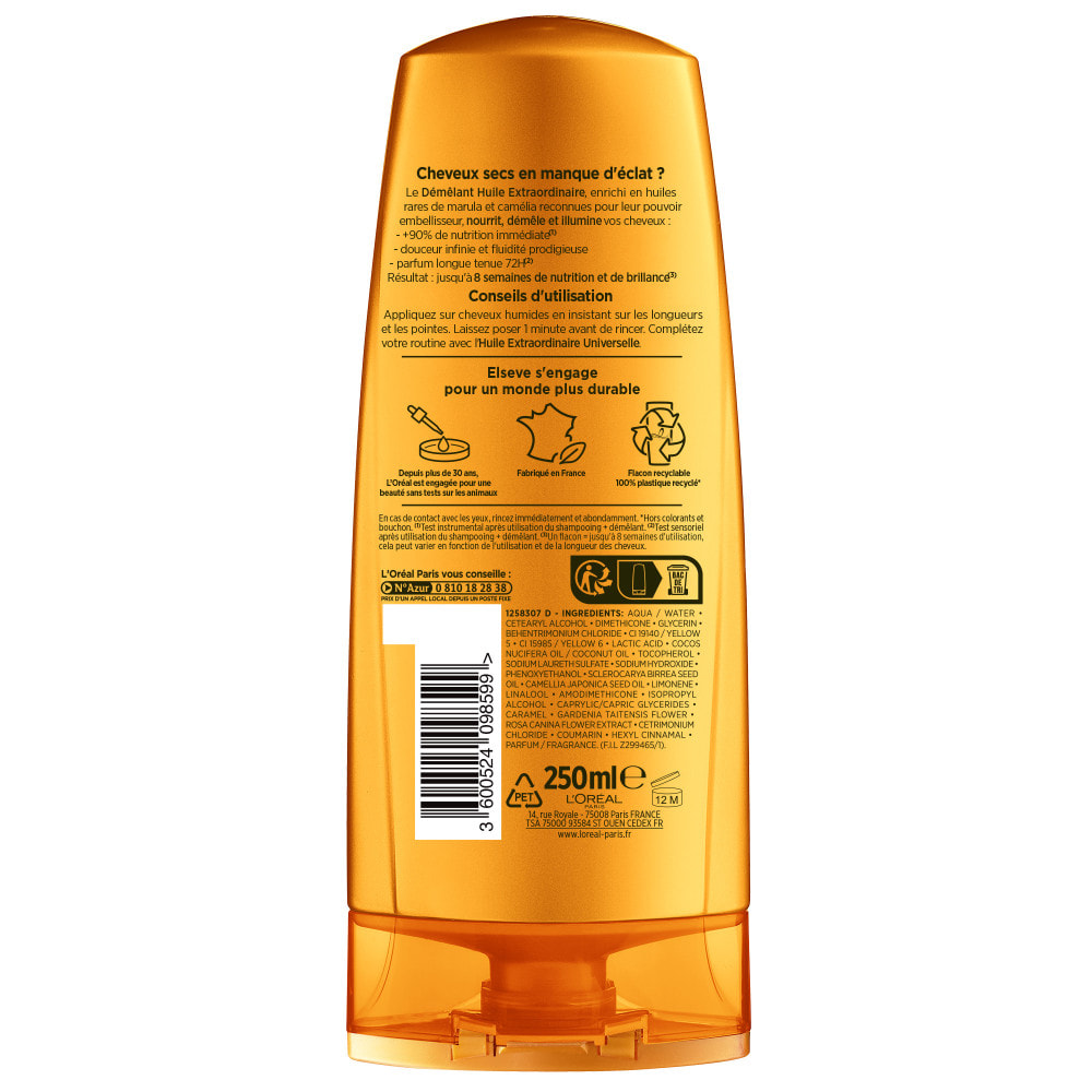 Lot de 6 - Démêlant Huiles Rares de Marula et Camélia Huile Extraordinaire Elsève 250ml