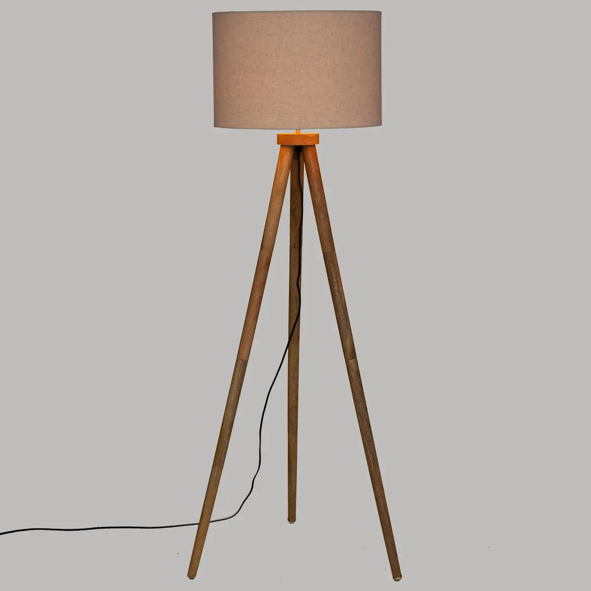 Lampadaire trépied "Olga" - noir - bois H150