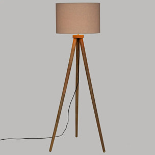 Lampadaire trépied "Olga" - noir - bois H150