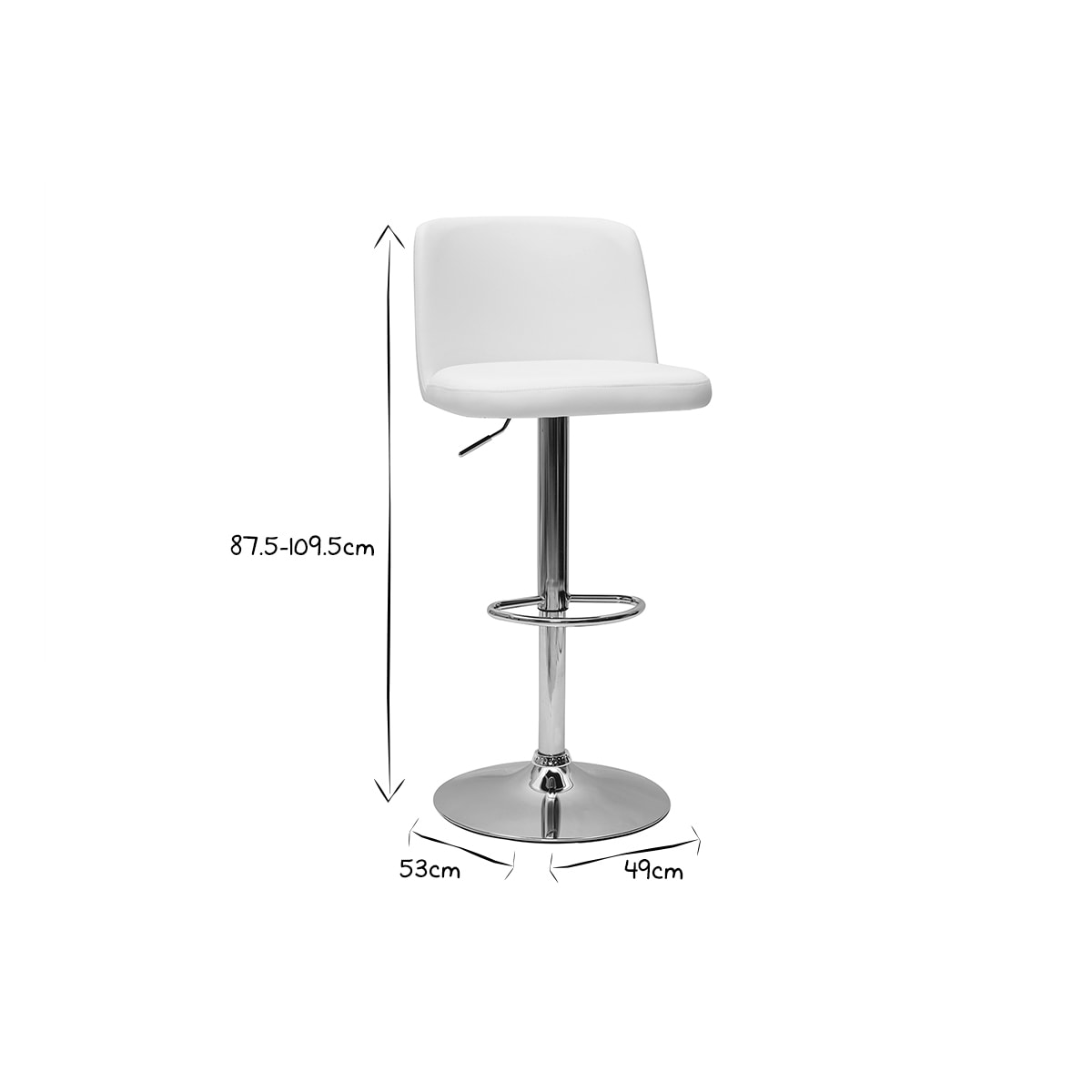 Tabourets de bar design réglables blancs (lot de 2) MONTI