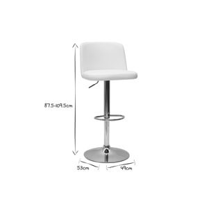 Tabourets de bar design réglables blancs (lot de 2) MONTI