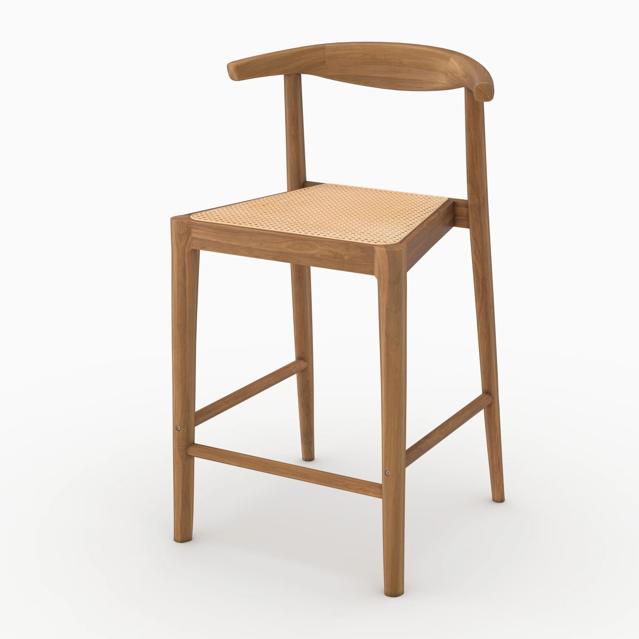 Lot de 2 chaises pour îlot central 64 cm en teck vernis et cannage - Alia