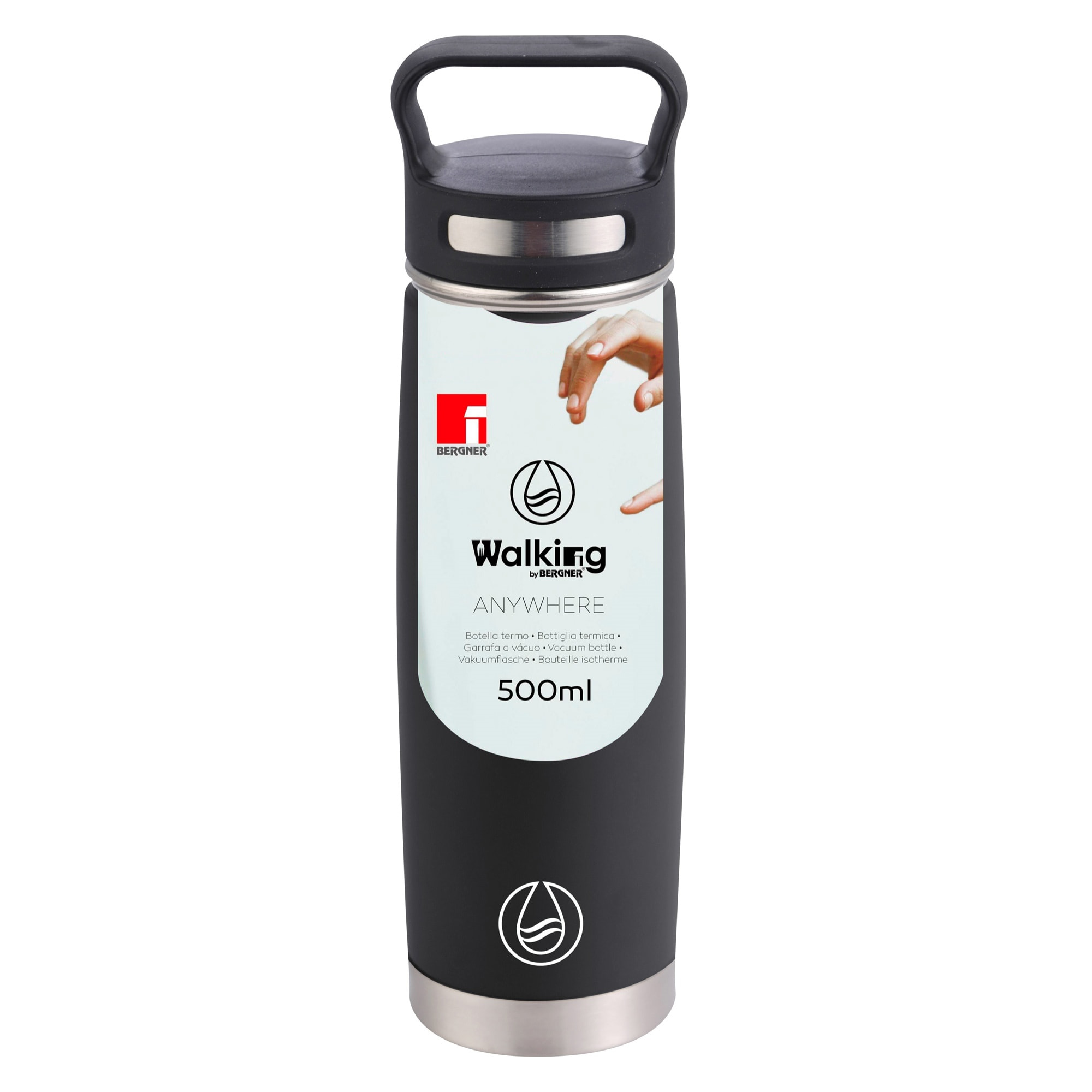 Botella termo 500ml acero inoxidable negro Bergner Walking anywhere