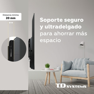 Soporte de TV pared fijo de bajo perfil para pantallas de 14 a 43 pulgadas. VESA máximo de 400 x 400 mm - TD Systems P20X25F22