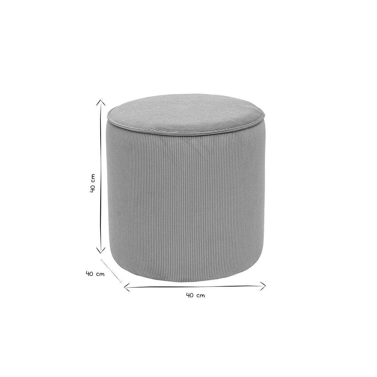 Pouf rond en tissu velours côtelé jaune curry D40 cm PAUL