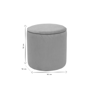 Pouf rond en tissu velours côtelé jaune curry D40 cm PAUL