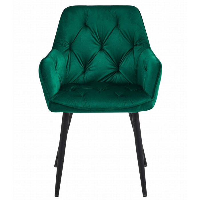 Sedia Jork in Velluto Verde Bosco e Gambe Nere