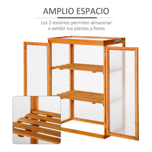 Invernadero Jardín de Madera Policarbonato 3 Pisos con Tapa Abatible 76x47x110cm