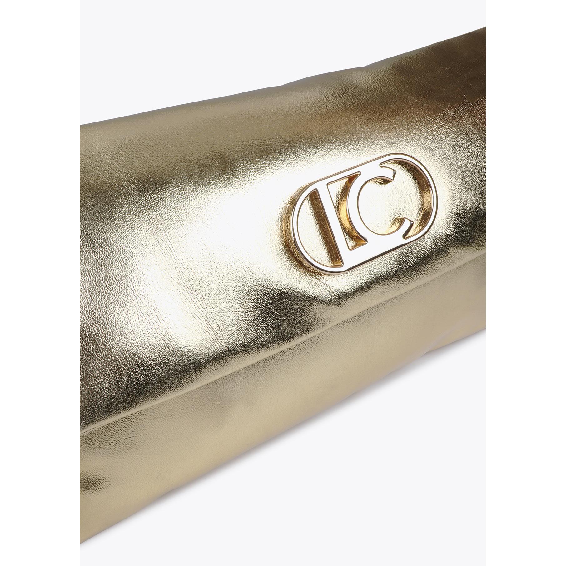Pochette trapuntata effetto metallico con logo LC ovale