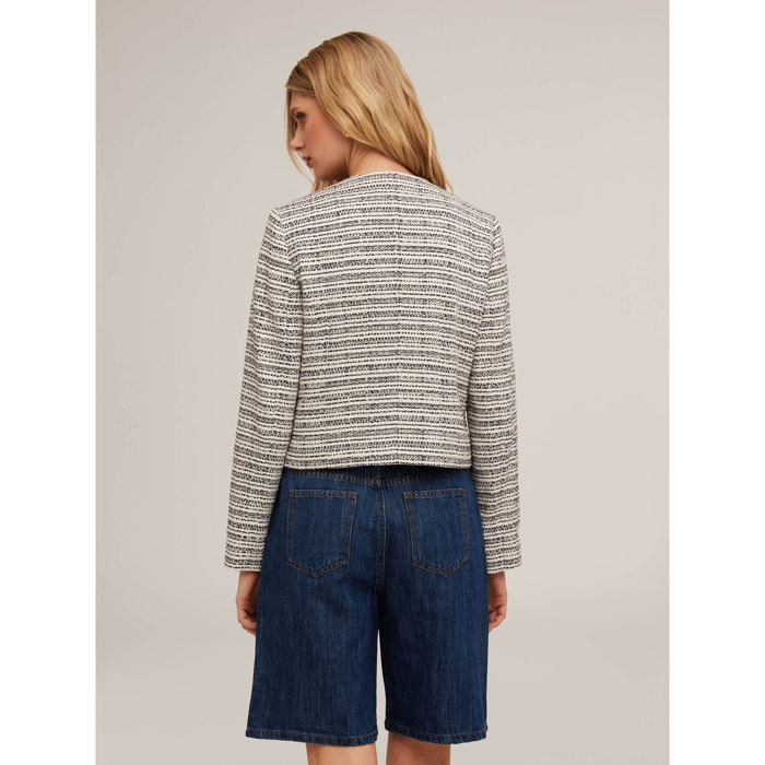 Motivi - Chaqueta de tweed con bolsillos - Negro