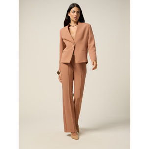 Oltre - Pantaloni flare con catena decorativa - Marrone