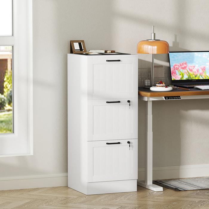 Caisson bureau 2+1 tiroir verrouillable dossiers suspendus dim. 40x40x101cm MDF blanc