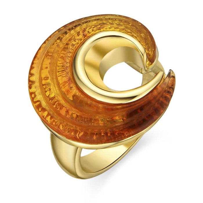 Anillo con Resina Ambar acabado oro 18k