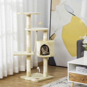 Árbol Rascador para Gatos de Melamina 75x40x112cm Beige